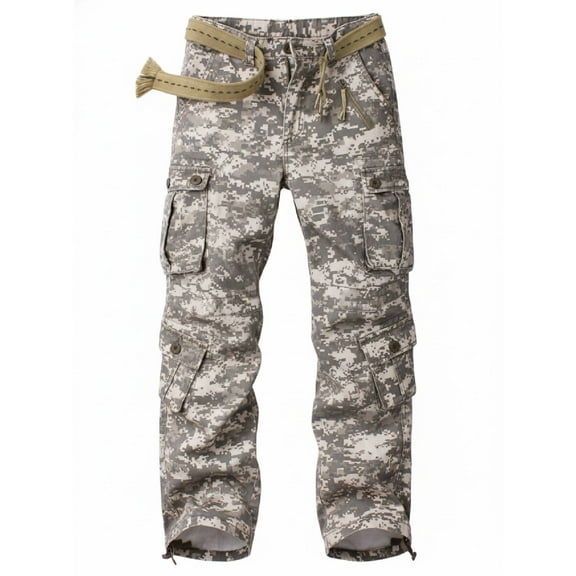 TRGPSG Men's Camo Cargo Pants with 8 Pockets Relaxed Fit Camo Pants(No Belt) 30x31