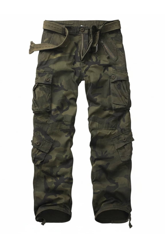 Men's Camo Cargo Pants with 8 Pockets Relaxed Fit Camo Pants(No Belt) 32x31