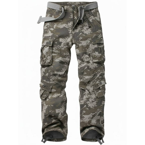 TRGPSG Men's Camo Cargo Pants with 8 Pockets Relaxed Fit Camo Pants(No Belt) 36x32