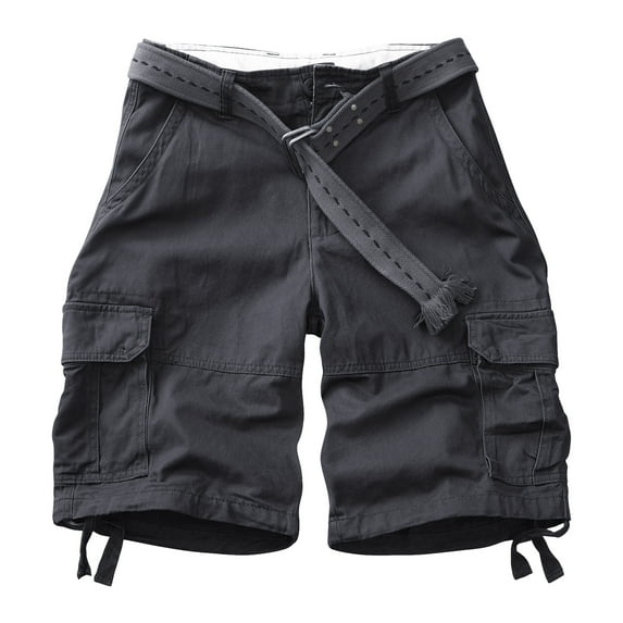 TRGPSG Men's Camo Multi-Pocket Relaxed Fit Casual Shorts,Outdoor Camouflage Twill Cargo Shorts 11" Inseam(No Belt),Deep Gray 38