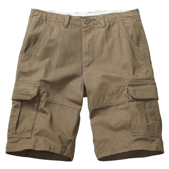 TRGPSG Men's Camo Multi-Pocket Relaxed Fit Casual Shorts,Outdoor Camouflage Twill Cargo Shorts 11" Inseam(No Belt),Deep Khaki 40