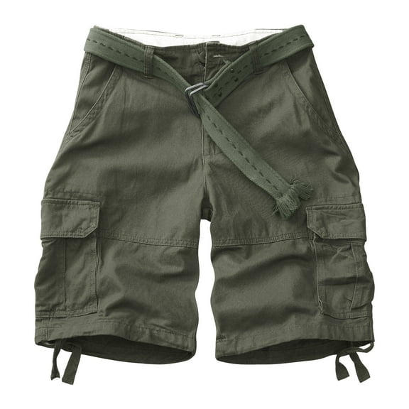 TRGPSG Men's Camo Multi-Pocket Relaxed Fit Casual Shorts,Outdoor Camouflage Twill Cargo Shorts 11" Inseam(No Belt),Light Army 36