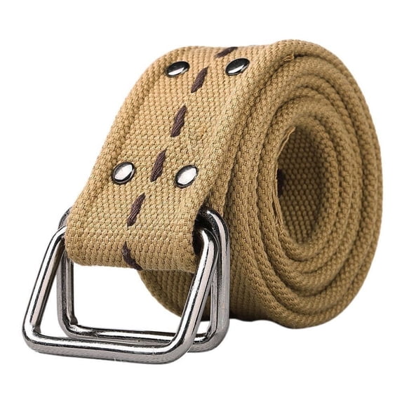 TRGPSG Men's Canvas Belt, Suitable for Waist Size 30-38,Web Belt Solid Color Adjustable Strap Casual Belt,Khaki