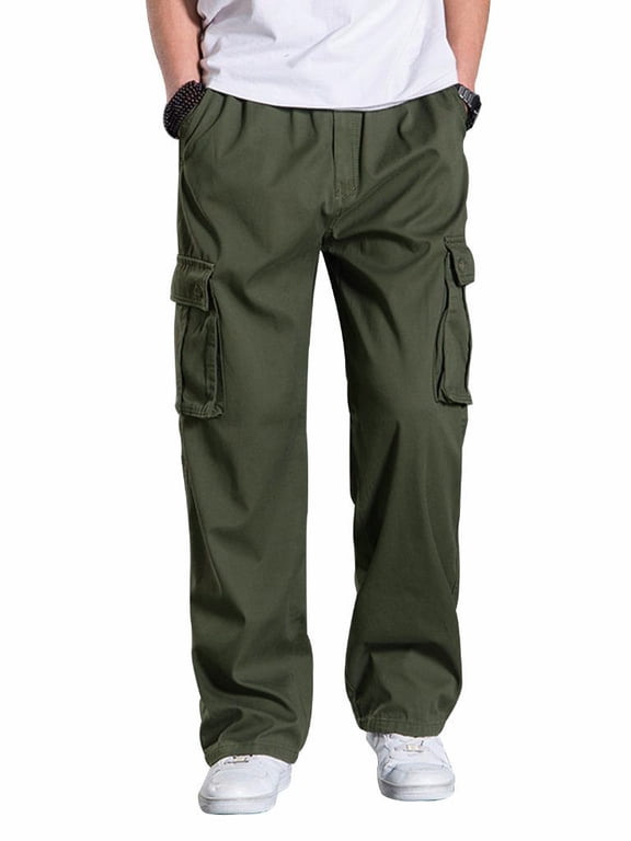Men's Cargo Pants Multi-Pocket Casual Fleece Regular Work Pants