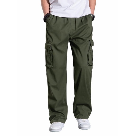 TRGPSG Men's Cargo Pants Multi-Pocket Casual Fleece Regular Work Pants