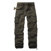 TRGPSG Mens Cargo Pants with 8 Pockets Cotton Cargo Work PantsNo Belt,Armygreen 30x31