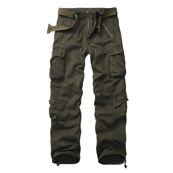 TRGPSG Men's Cargo Pants with 8 Pockets Cotton Cargo Work Pants(No Belt),Armygreen 36x32