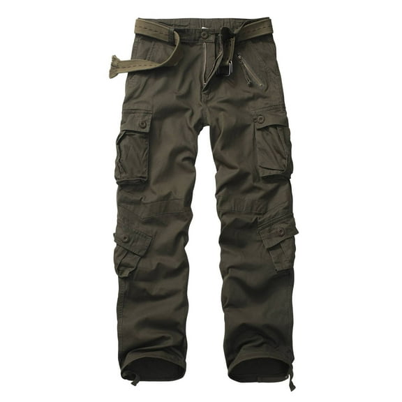 TRGPSG Men's Cargo Pants with 8 Pockets Cotton Cargo Work Pants(No Belt),Armygreen 44x34