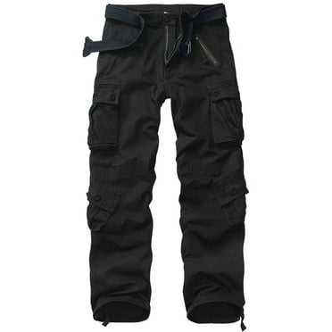 TRGPSG Men's Cargo Pants with 8 Pockets Cotton Cargo Work Pants(No Belt),Black 36x32