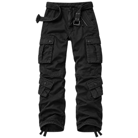 TRGPSG Men's Cargo Pants with 8 Pockets Cotton Cargo Work Pants(No Belt),Black 36x32