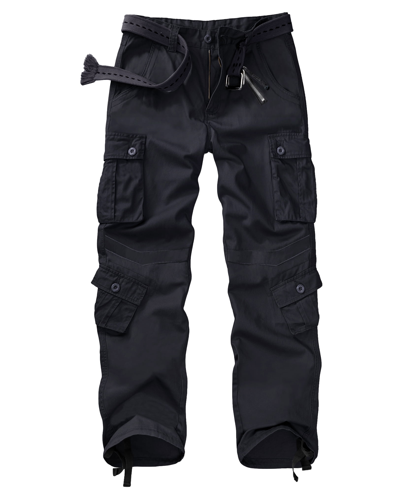 LEEy-World Men's Cargo Work Pants, Mid-Waist Casual Cotton