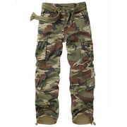 TRGPSG Mens Cargo Pants with 8 Pockets Cotton Cargo Work PantsNo Belt,C29 Camo 36x32