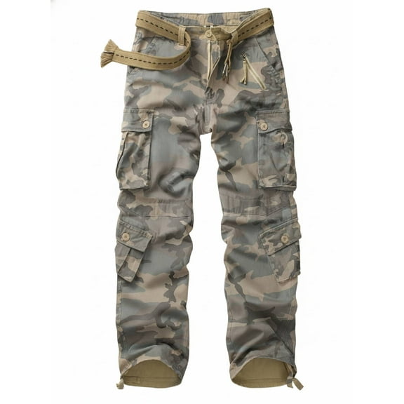 TRGPSG Men's Cargo Pants with 8 Pockets Cotton Cargo Work Pants(No Belt),C34 Camo 34x32