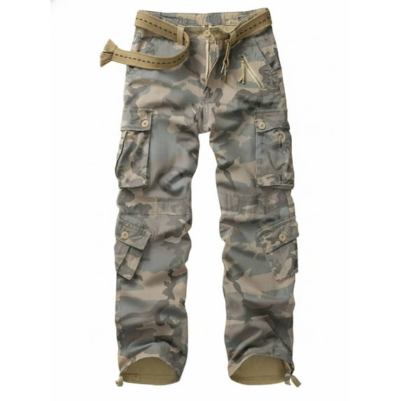 TRGPSG Men's Cargo Pants with 8 Pockets Cotton Cargo Work Pants(No Belt),C34 Camo 38x33