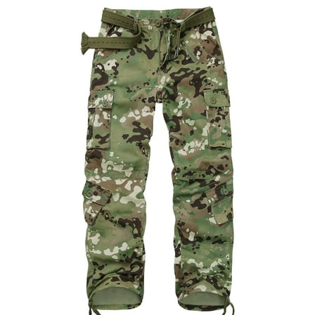 TRGPSG Men's Cargo Pants with 8 Pockets Cotton Cargo Work Pants(No Belt),DQ Camo 40x33
