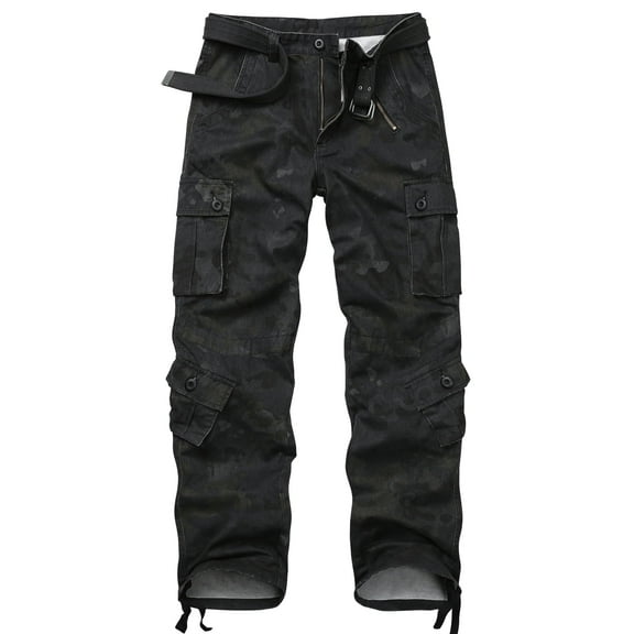 TRGPSG Men's Cargo Pants with 8 Pockets Cotton Cargo Work Pants(No Belt),Dark Camo 30x31