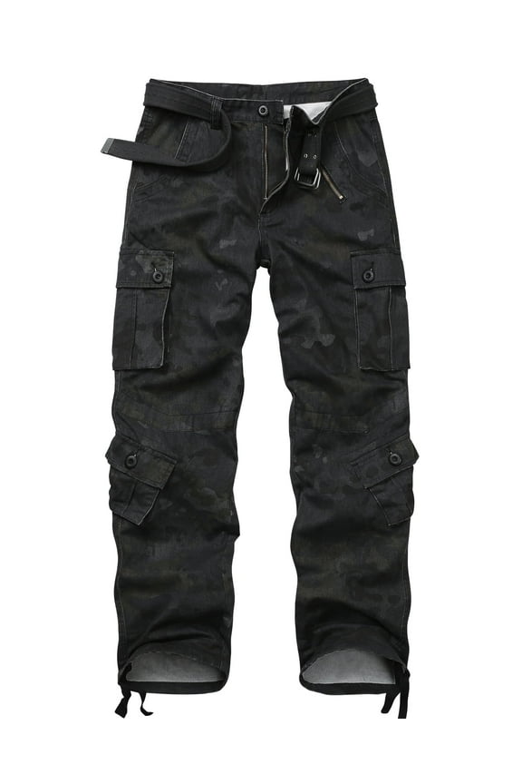 Men's Cargo Pants with 8 Pockets Cotton Cargo Work Pants(No Belt),Dark Camo 40x33