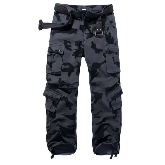 TRGPSG Men's Cargo Pants with 8 Pockets Cotton Cargo Work Pants(No Belt),E Camo 34x32