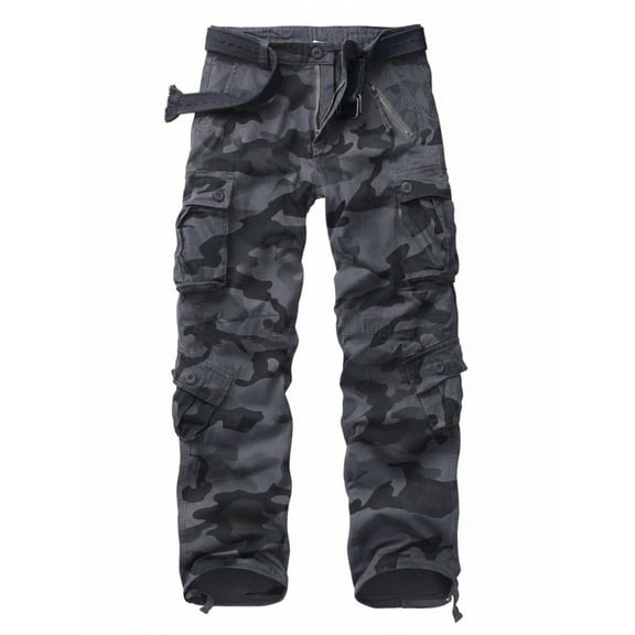 TRGPSG Men's Cargo Pants with 8 Pockets Cotton Cargo Work Pants(No Belt),E Camo 36x32