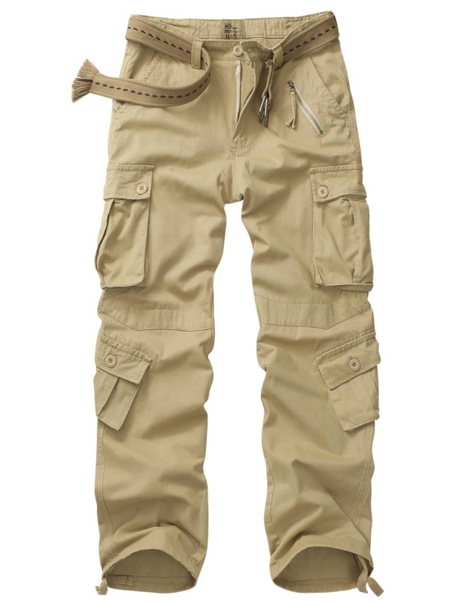 TRGPSG Men's Tactical Cargo Work Pants, 8 Pockets, Cotton, Relaxed