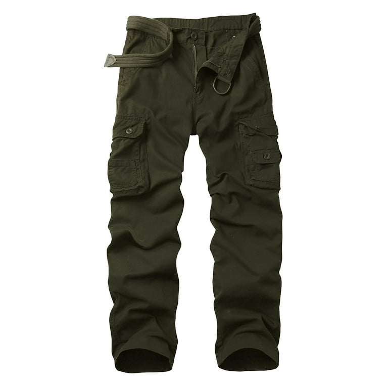 2021 New Mens Cargo Pants Army Green Black Big Pockets Decoration