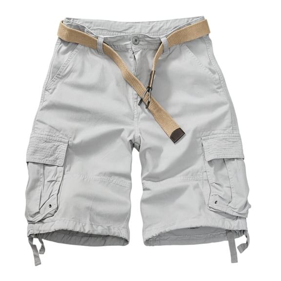 TRGPSG Men's Cargo Shorts,Work Shorts with 6-Pocket Classic All Cotton Hiking Shorts(No Belts)Light Gray,Size 38
