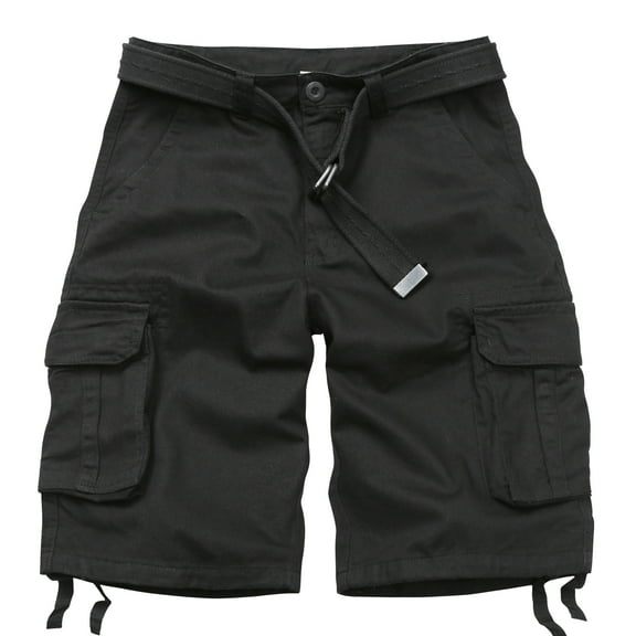 TRGPSG Men's Cargo Shorts with 6 Pockets Camo Cotton Work Shorts(No Belt),Black 40