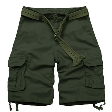 TRGPSG Men's Cargo Shorts with 6 Pockets Causal Camo Cotton Work Shorts(No Belt),Armygreen 30