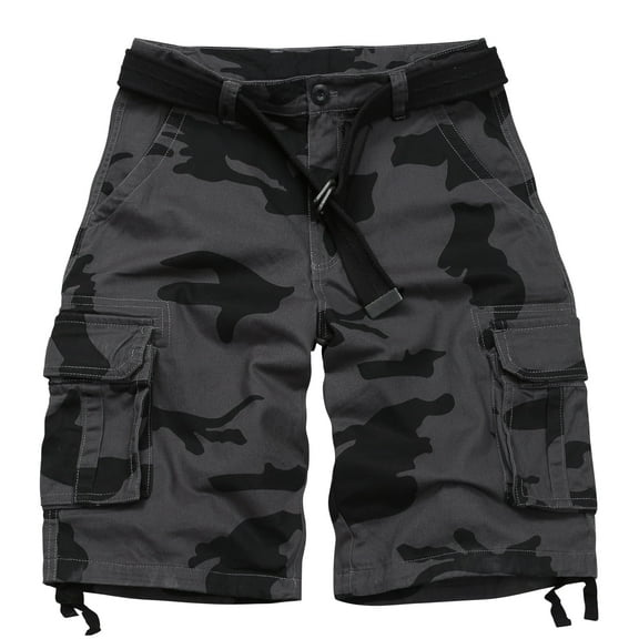 TRGPSG Men's Cargo Shorts with 6 Pockets Causal Camo Cotton Work Shorts(No Belt),E Camo 36