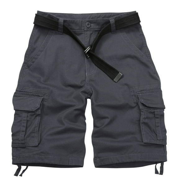 TRGPSG Men's Cargo Shorts with 6 Pockets Causal Camo Cotton Work Shorts(No Belt),Gray 31