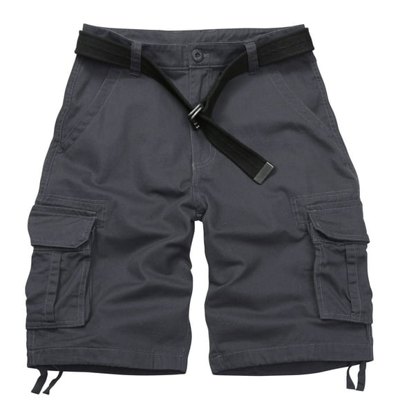 TRGPSG Men's Cargo Shorts with 6 Pockets Causal Camo Cotton Work Shorts(No Belt),Gray 34