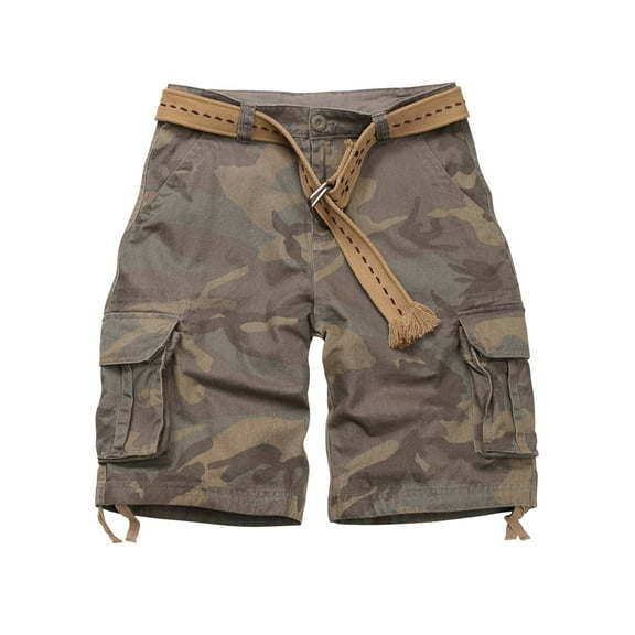 TRGPSG Men's Cargo Shorts with 6 Pockets Causal Camo Cotton Work Shorts(No Belt),Retro Camo 38