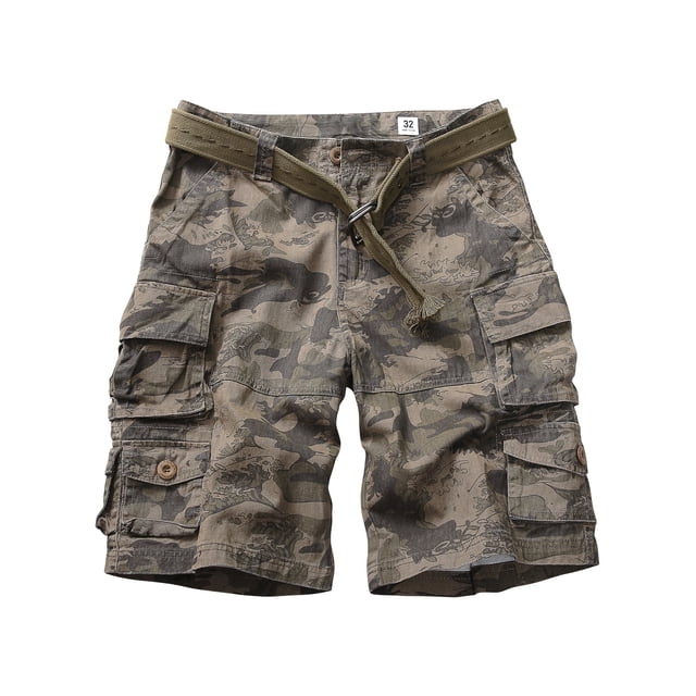 TRGPSG Men's Cargo Shorts with 9-Pockets, Comfort Camo Cotton Durability Shorts,Casual Cargo Style Work Shorts Size 34