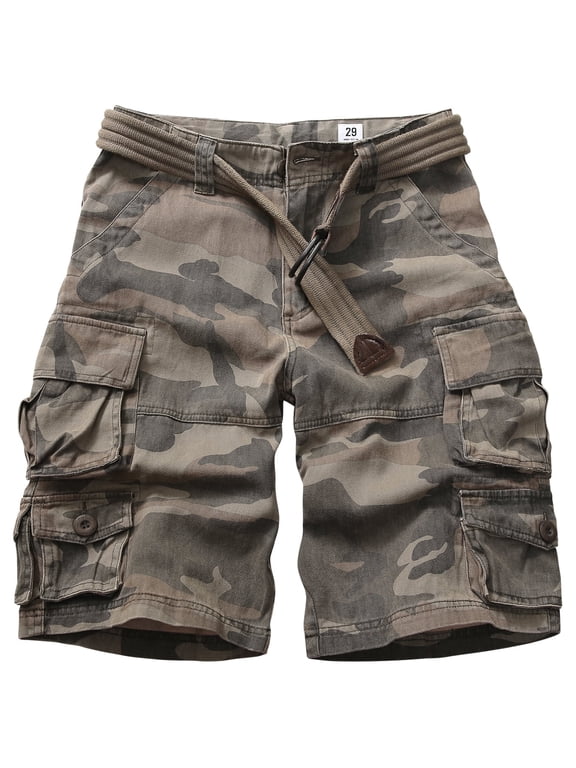 Men's Cargo Shorts with 9-Pockets, Comfort Camo Cotton Durability Shorts,Casual Cargo Style Work Shorts Size 34