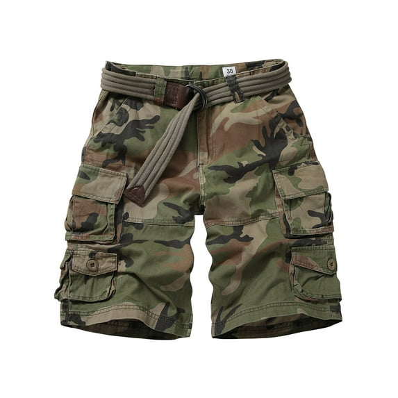TRGPSG Men's Cargo Shorts with 9-Pockets, Comfort Camo Cotton Durability Shorts,Casual Cargo Style Work Shorts Size 34