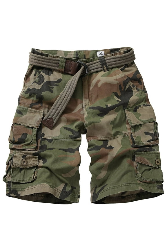 Men's Cargo Shorts with 9-Pockets, Comfort Camo Cotton Durability Shorts,Casual Cargo Style Work Shorts Size 34