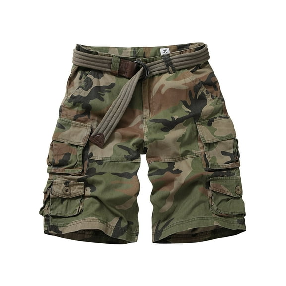 TRGPSG Men's Cargo Shorts with 9-Pockets, Comfort Camo Cotton Durability Shorts,Casual Cargo Style Work Shorts Size 36