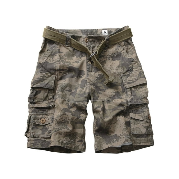 TRGPSG Men's Cargo Shorts with 9-Pockets, Comfort Camo Cotton Durability Shorts,Casual Cargo Style Work Shorts Size 36
