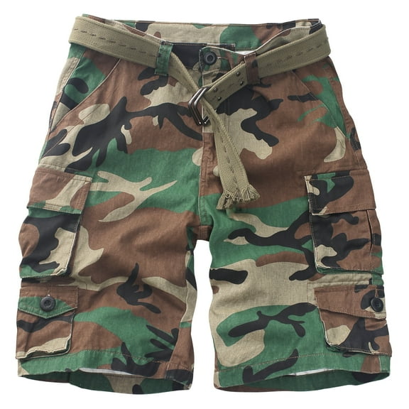 TRGPSG Men's Cargo Shorts with 9-Pockets, Comfort Camo Cotton Durability Shorts,Casual Cargo Style Work Shorts Size 36