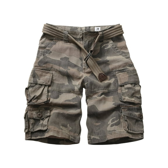 TRGPSG Men's Cargo Shorts with 9-Pockets, Comfort Camo Cotton Durability Shorts,Casual Cargo Style Work Shorts Size 38