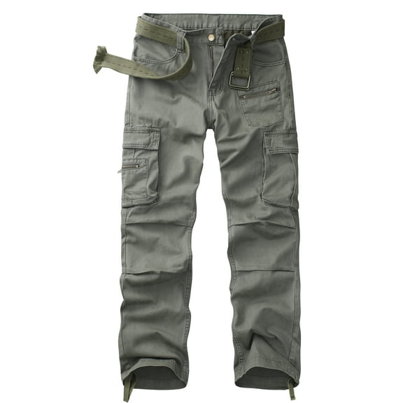 TRGPSG Men's Casual Cargo Pants with 8 Pockets Cotton Work Pants(No Belt)