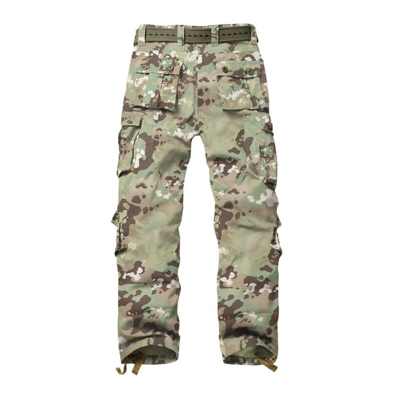 TRGPSG Men's Casual Tear-rsesistant Work Cargo Pant Camo Outdoor Hiking Pants with Pockets(No Belt),DQ Camo 29x31