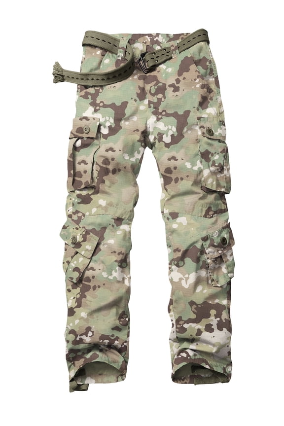 Men's Casual Tear-rsesistant Work Cargo Pant Camo Outdoor Hiking Pants with Pockets(No Belt),Cp Camo 36x32