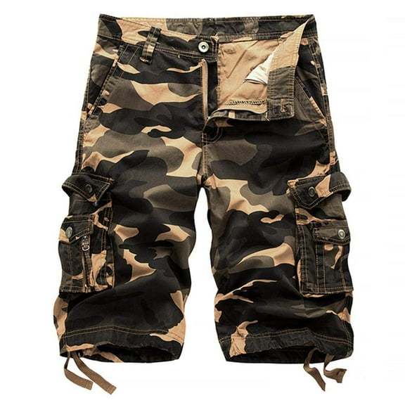 TRGPSG Men's Cotton Camo Cargo Shorts Relaxed Fit Multi Pocket Outdoor Cargo Work Shorts 33