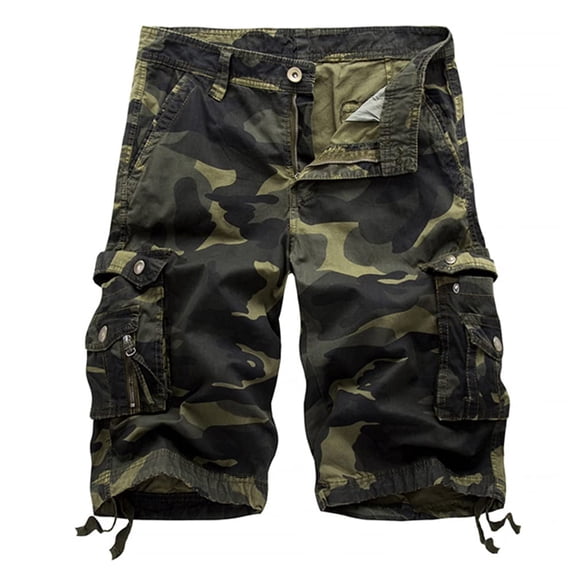 TRGPSG Men's Cotton Camo Cargo Shorts Relaxed Fit Multi Pocket Outdoor Cargo Work Shorts 36