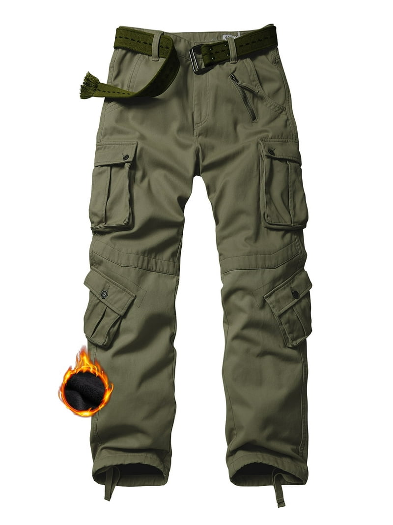 【COLOR iN ID】winter cargo pants TRGPSG Men's Fleece Lined Hiking Pants Outdoor Cargo Pants