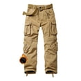 thumbnail image 1 of TRGPSG Men's Fleece Lined Hiking Pants Outdoor Cargo Pants Casual Work Ski Pants with 8 Pockets(No Belt),Khaki 34x32, 1 of 5