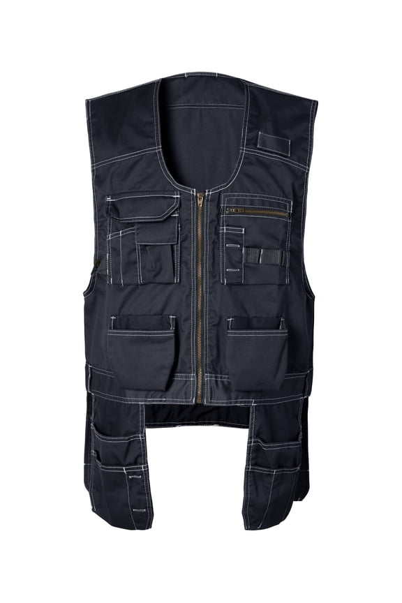 Men's Ripstop Work Utility Tool Vest with 8 Pockets, Heavy Duty Construction & Fishing Waistcoat