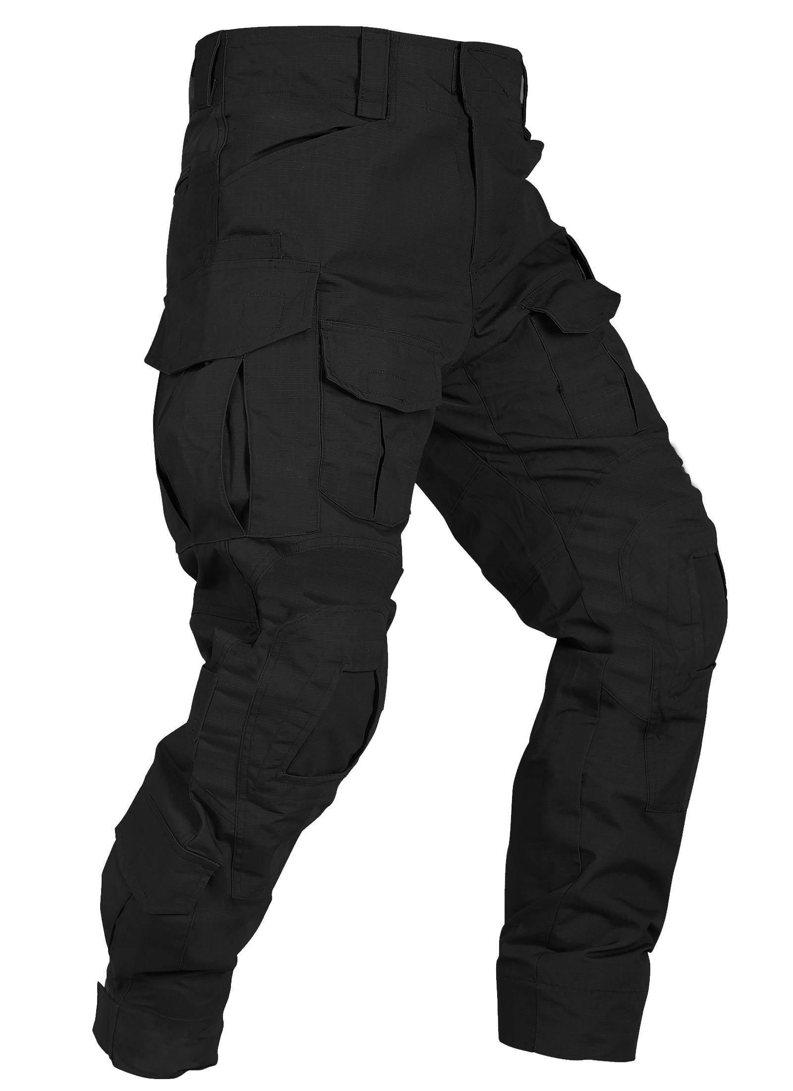 TRGPSG Men's Tear-Resistant Hiking Outdoors Work Pants with 10 Pockets Waterproof Cargo Hiking Hunting Pants,Black 28
