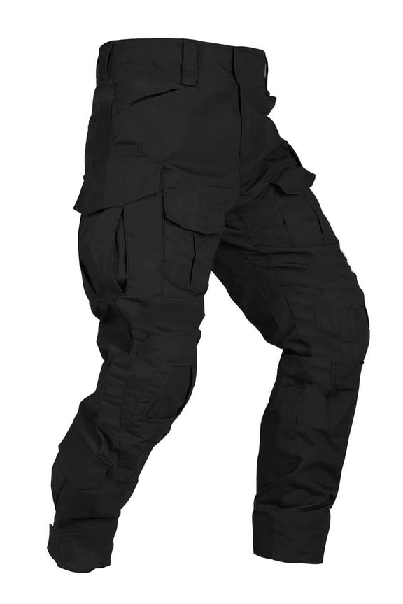 Men's Tear-Resistant Hiking Outdoors Work Pants with 10 Pockets Waterproof Cargo Hiking Hunting Pants,Black 36